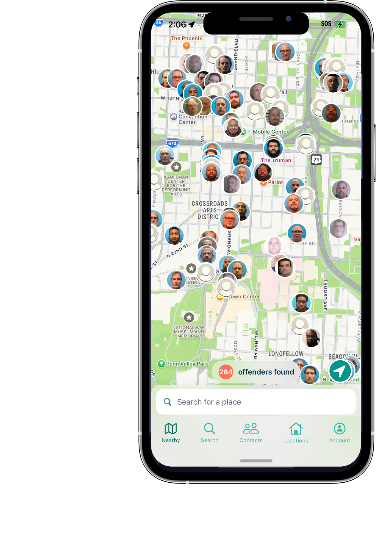 ProAct nearby map screen